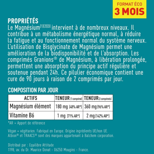 Granions Magnésium Bisglycinate 360mg - Stress Sommeil - 180 comprimés