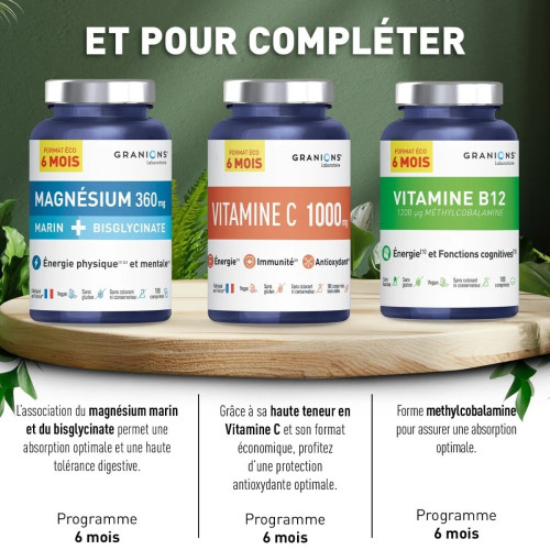 Granions Magnésium Bisglycinate 360mg - Stress Sommeil - 180 comprimés
