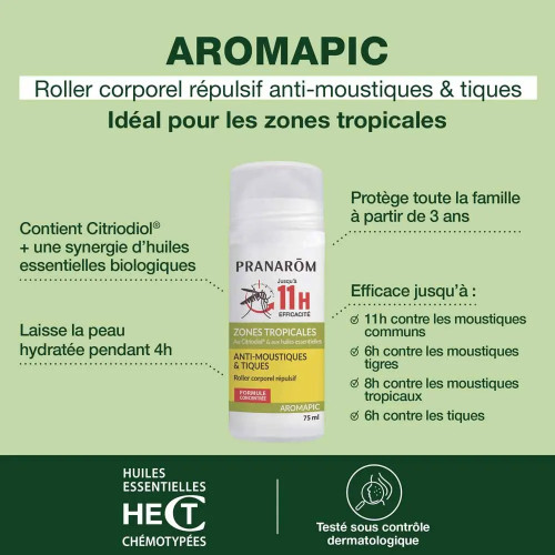 Pranarôm Bio Roller Anti-Moustiques - Protection 7h Naturelle