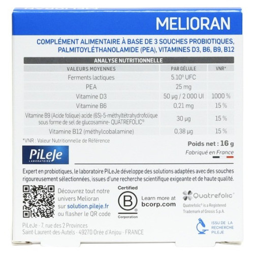 Melioran D Biotic : 5 milliards probiotiques | Santé intestinale