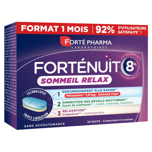 Forté Pharma Forte Nuit : 8H Sommeil Relax - Mélatonine 1,9 mg