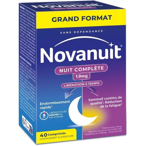 Novanuit 1,9mg Mélatonine : Double libération pour sommeil continu