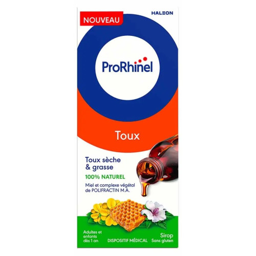 Sirop Prorhinel 95ml : Apaisement muqueuses, toux sèche ou grasse