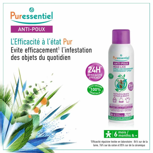 Puressentiel Anti-Poux Répulsif 150ml Textile Protégé 24h Pharma360