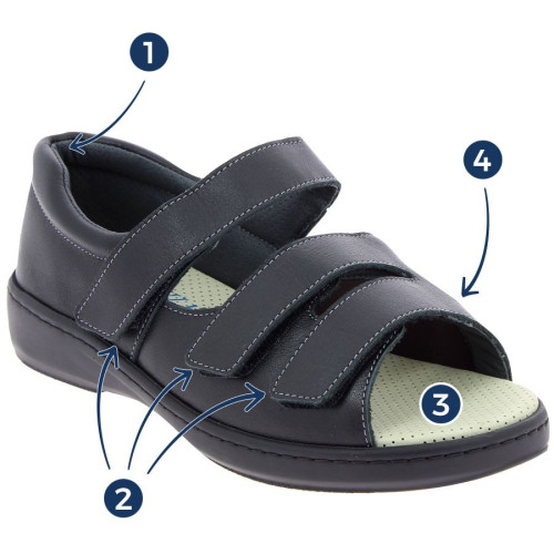 Sandale orthopédique pour femme et homme CHUT Alban Noir - Podowell