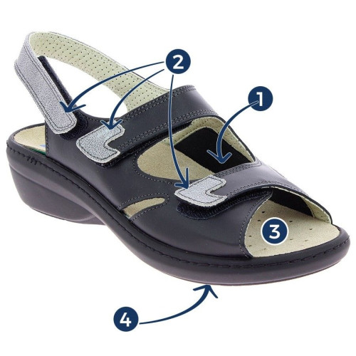 Sandale orthopédique femme CHUT Damia Noir - Podowell