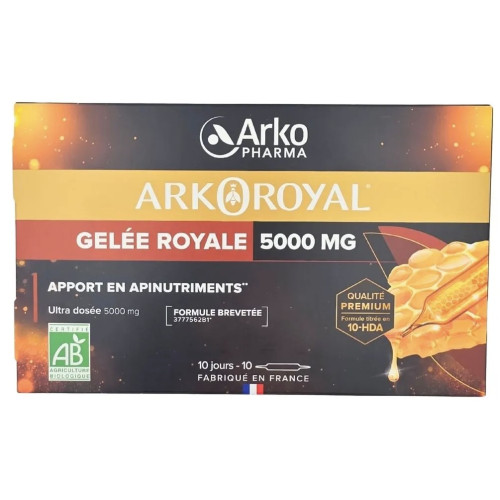 Gelée Royale Arkopharma 5000 mg - 10 Ampoules - Vitalité & Mémoire
