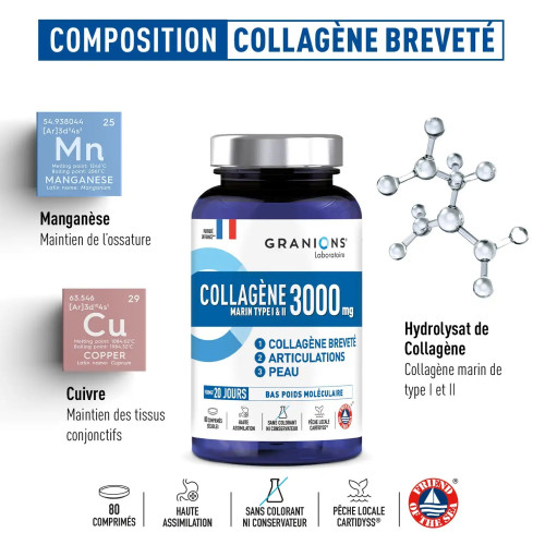 Collagène Marin I & II 3000mg - Peau, Muscles & Articulations