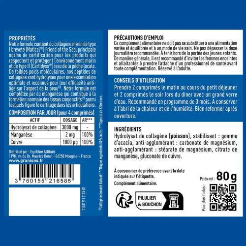 Collagène Marin I & II 3000mg - Peau, Muscles & Articulations