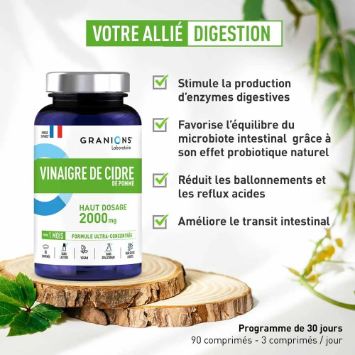 Vinaigre Cidre Pomme 2000mg Granions - Digestion & Glycémie