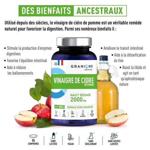 Vinaigre Cidre Pomme 2000mg Granions - Digestion & Glycémie