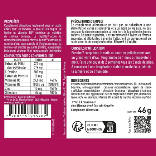 Biotine 10 000 µg Granions : Cheveux & Ongles Forts