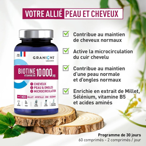 Biotine 10 000 µg Granions : Cheveux & Ongles Forts