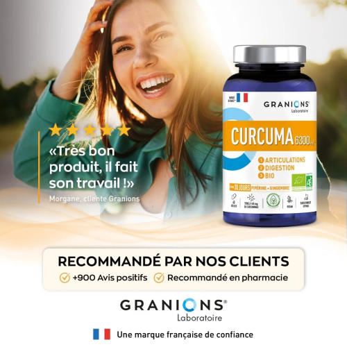 Granions Curcuma Bio 6300mg - Confort articulaire et digestif naturel