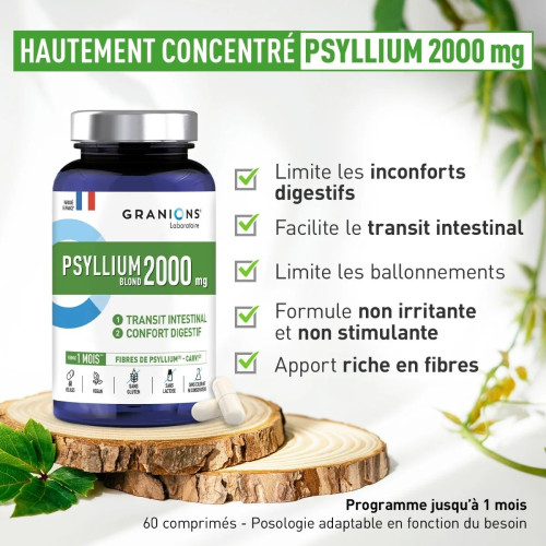 Psyllium Blond 1000mg Granions - Soulage transit & ballonnements