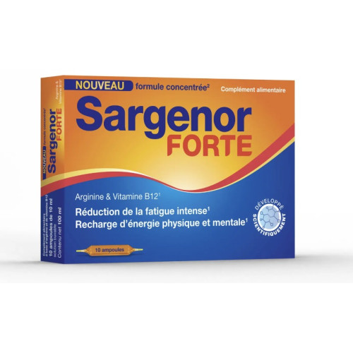 Sargenor Forte - 10 ampoules : Arginine 3g + B12 pour réduire fatigue