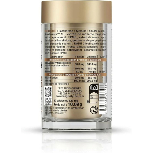 Longevity Sérénité : Safran + antioxydants pour bien-être cellulaire