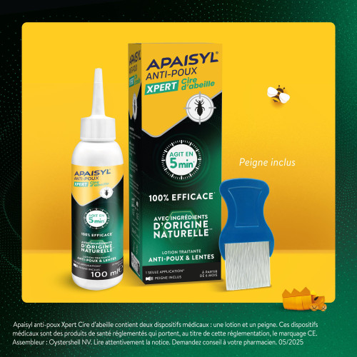 Apaisyl Anti-Poux Lotion Xpert 100ml Élimination Rapide et Naturelle