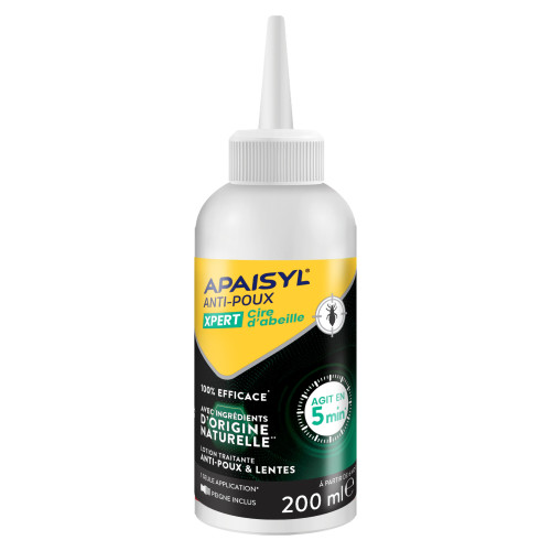 Apaisyl Anti-Poux Lotion Cire d'Abeille 200ml Élimine Poux en 5 Min