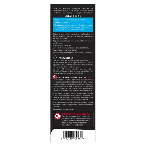 Apaisyl Anti-Poux Shampooing 3en1 100ml Élimine Poux en 5 Min