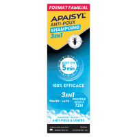 Apaisyl Anti-Poux Shampooing 3en1 200ml Élimine poux lentes 5 min