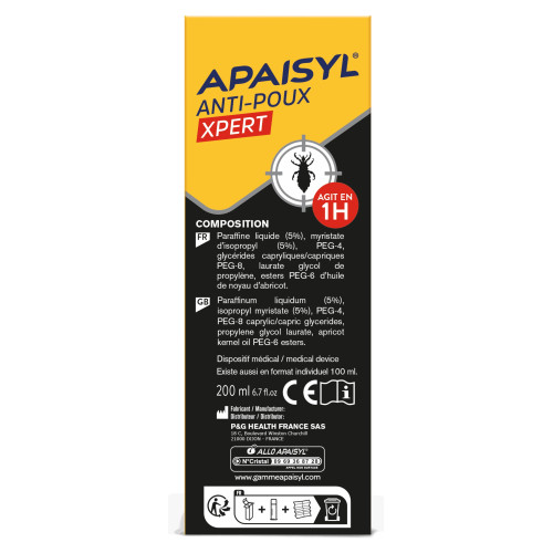 Apaisyl Xpert Anti-poux et Lentes 200mL - Efficacité 100%