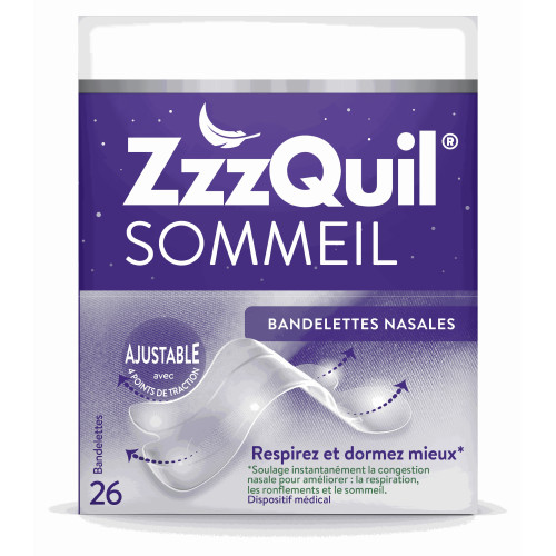 ZzzQuil Sommeil 26 bandelettes nasales anti-ronflement efficaces