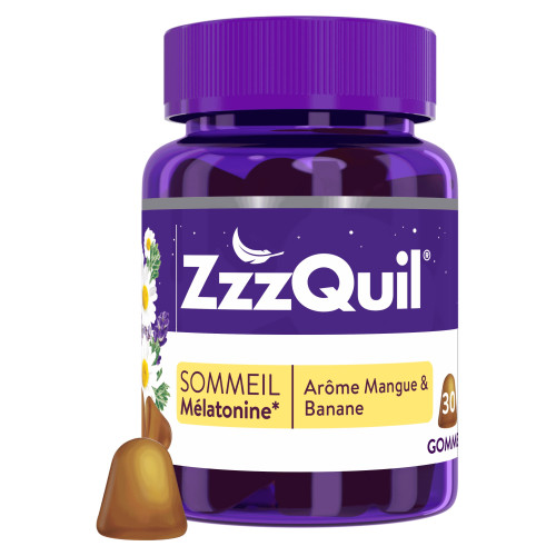 ZzzQuil Sommeil Mangue Banane 30 Gommes - Aide à s'endormir vite