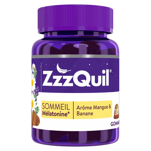 ZzzQuil Sommeil Mangue Banane 30 Gommes - Aide à s'endormir vite