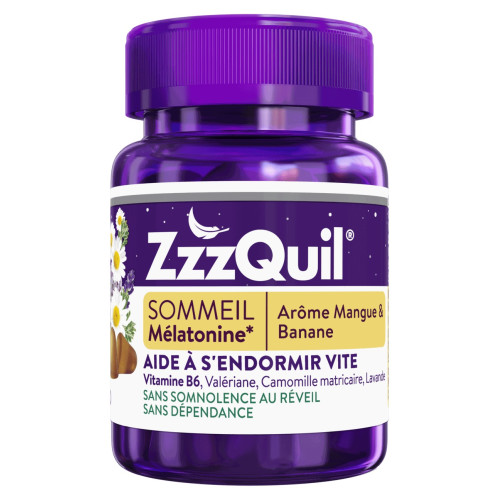 ZzzQuil Sommeil Mangue Banane 30 Gommes - Aide à s'endormir vite