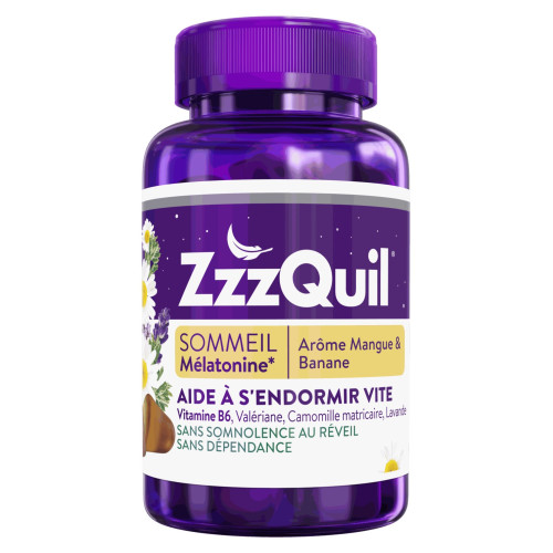 ZzzQuil Sommeil Mangue Banane 60 Gommes - Aide à dormir vite