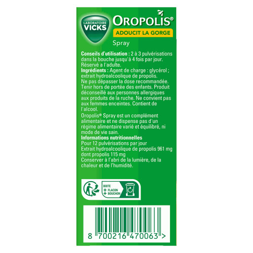 Vicks Oropolis Spray Adoucissant pour la Gorge 20 ml