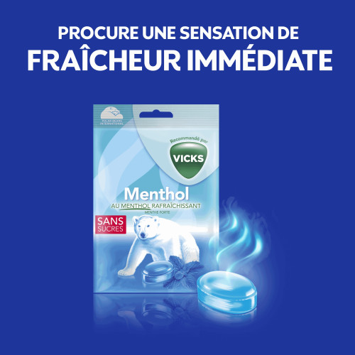 Vicks Bonbons Menthol 72g - Soulage Gorge, Fraîcheur, Sans Sucre