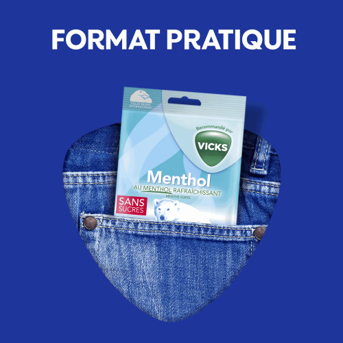 Vicks Bonbons Menthol 72g - Soulage Gorge, Fraîcheur, Sans Sucre