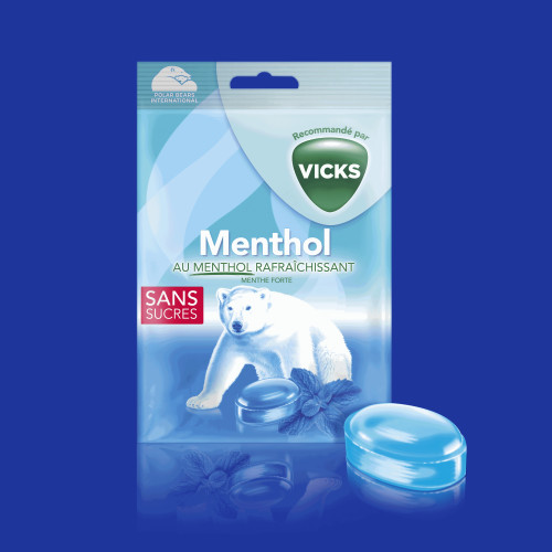 Vicks Bonbons Menthol 72g - Soulage Gorge, Fraîcheur, Sans Sucre