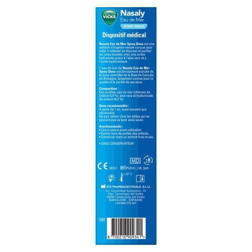 Vicks Nasaly Eau de Mer 120 ml Spray Doux Hydratation Nasale Pharma360