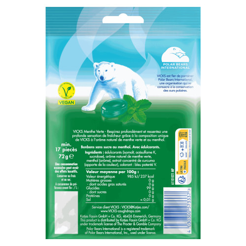Sans sucre bonbons menthe verte 72 g