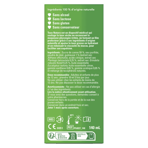 Vicks Toux Natura 140 ml Toux Sèche et Grasse Soulagement Naturel