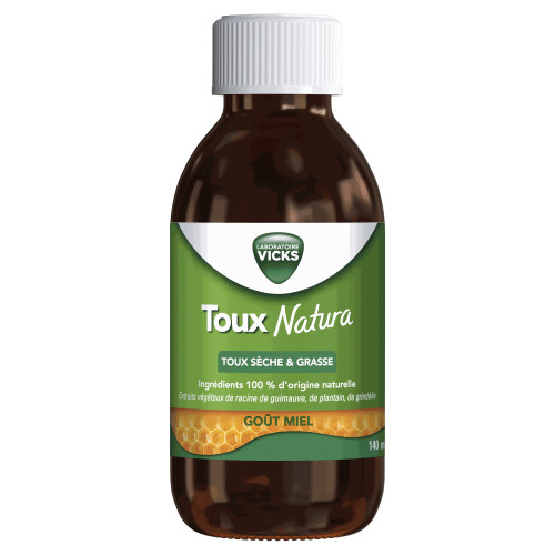 Vicks Toux Natura 140 ml Toux Sèche et Grasse Soulagement Naturel