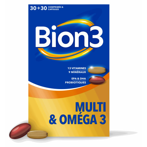 Bion 3 Multi Oméga 3 30+30 Énergie Immunité Cardio Bien-être Pharma360