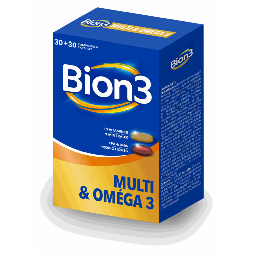 Bion 3 Multi Oméga 3 30+30 Énergie Immunité Cardio Bien-être Pharma360
