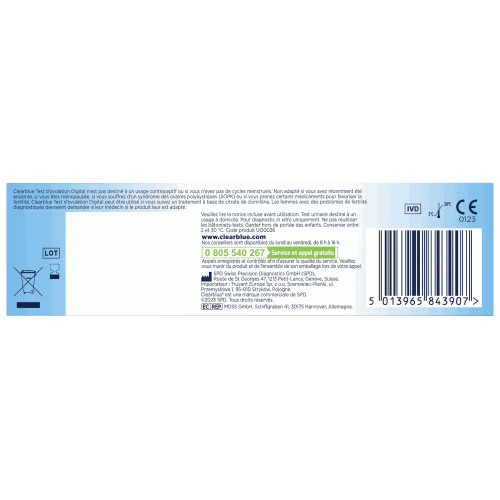 ClearBlue Test Ovulation 10 unités - Détection fiable à 99%