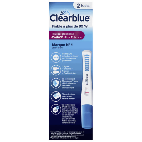 Clearblue Early Test Grossesse 2 tests Détection Précoce fiable