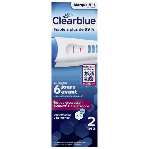 Clearblue Early Test Grossesse 2 tests Détection Précoce fiable