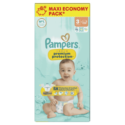 Pampers Maxi Pack T3 : 108 couches 6-10kg, protection ultra-absorbante