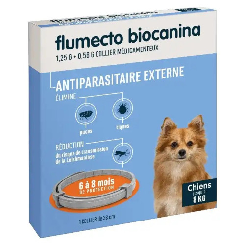 Protection 8 mois puces & tiques - Collier Biocanina pour chiens jusqu'à 8kg