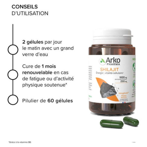 Shilajit Arkopharma : Soutien Énergétique Naturel - 60 Gélules