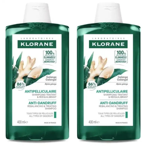 Shampoing Klorane Galanga Anti-Pelliculaire - 2x400ml