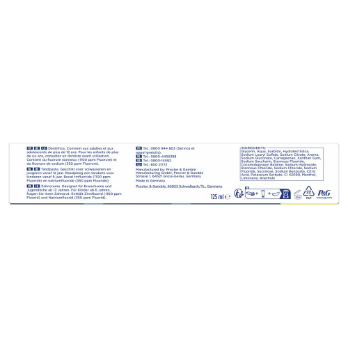 Oral-B Dentifrice Émail Renforcé 125ml Protection Émail Sensible