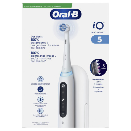 Oral B iO Brosse à dents électrique série 5 Blanche, soin optimal dents